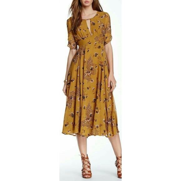 Free People Bonnie Keyhole Butterfly Print Midi Dress - Picture 14 of 14